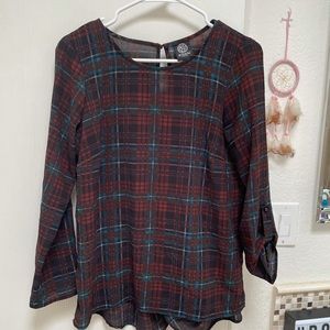 Black plaid blouse long sleeve